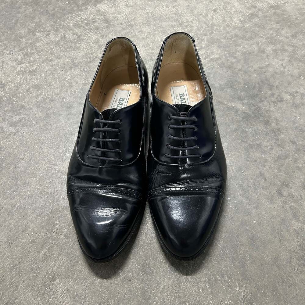 Bally Marconi Black Leather Cap Toe Oxford Dress Shoes Size 8.5 D